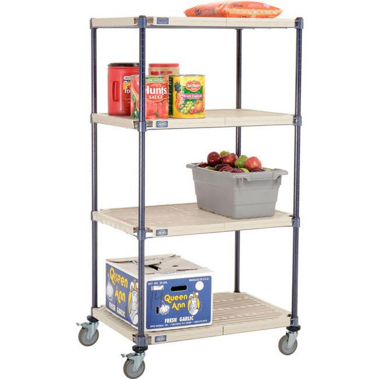Nexelite Vented Plastic Mat Shelf Truck with Polyurethane Brake Casters