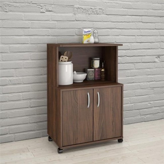 Nexera 299 Mobile Microwave Cart 2-Door Walnut