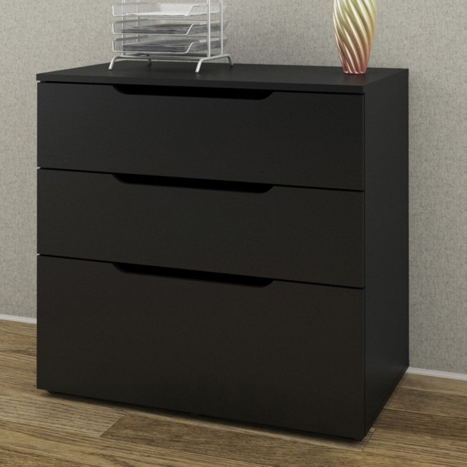 Nexera 3 Drawer Vertical Wood Filing Black