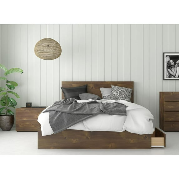 Nexera 3-Piece Bedroom Set With Bed Frame, Headboard & Nightstand, Queen|Truffle