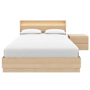 Nexera 3 Piece Bedroom Set with Slatted Bedframe, Headboard with Integrated Light