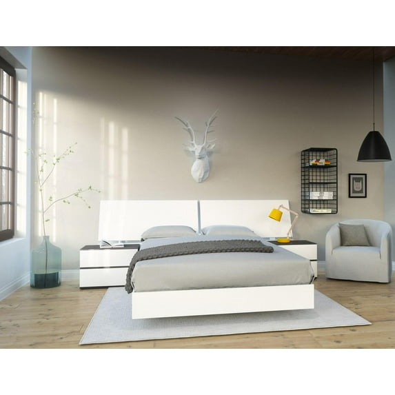 Nexera Acapella 4 Piece Bedroom Set, Ebony & White