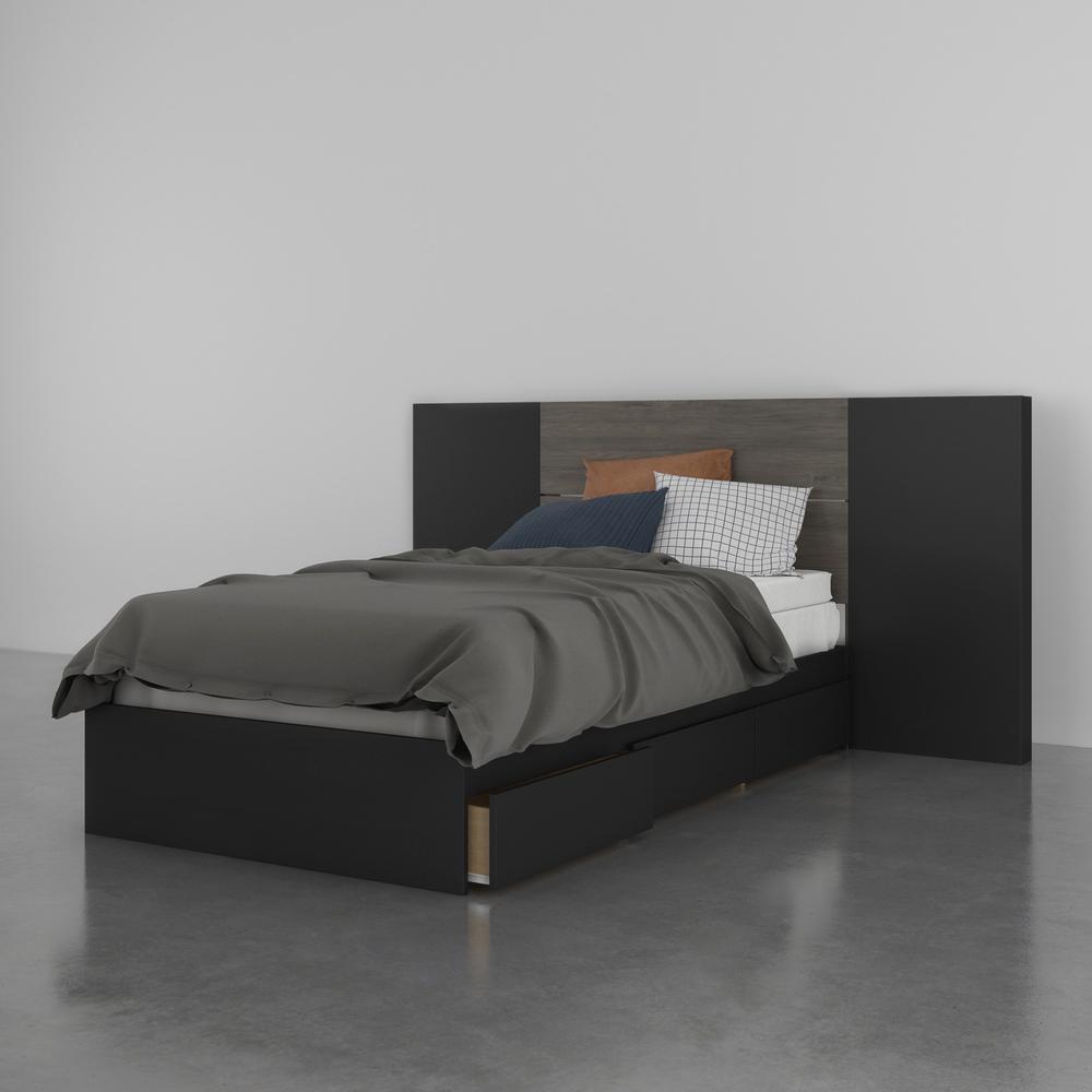 Nexera Atlas 3 Piece Twin Size Bedroom Set, Bark Grey and Black ...