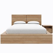Nexera Bogart 3 Piece Bedroom Set with Headboard, Slatted Bedframe, 1 Nightstand
