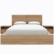 Nexera Bogart 4 Piece Bedroom Set with Headboard, Slatted Bedframe, 2 Nightstands