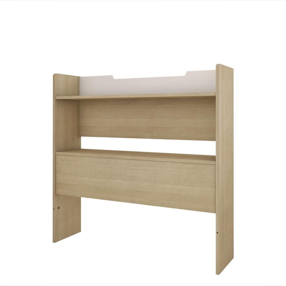 Nexera Bookcase Headboard, Twin|Natural Maple & White