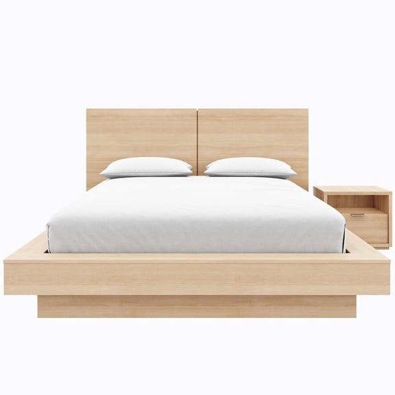Nexera Dahlia 3 Piece Bedroom Set with Headboard, Slatted Bedframe, 1 Nightstand