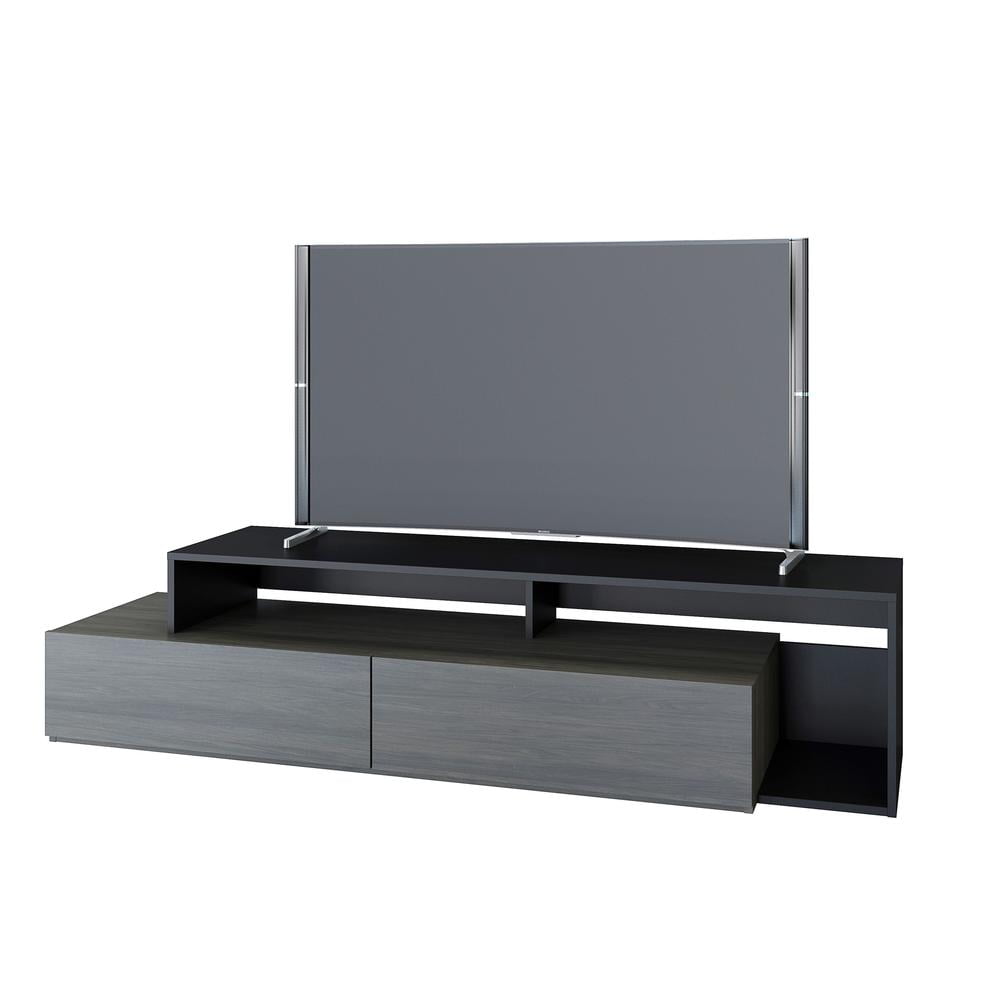 Damask Black and Gray 72-Inch TV Stand with Drawers