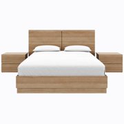 Nexera Douglas 4 Piece Bedroom Set with Headboard, Slatted Bedframe, 2 Nightstands