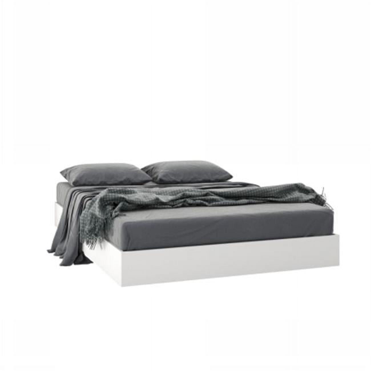 Aerial White Full/Double Floating Platform Bed with Wood Frame
