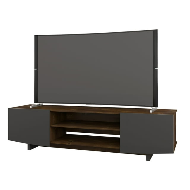 Nexera Helix 72-inch TV Stand, Truffle and Charcoal Grey