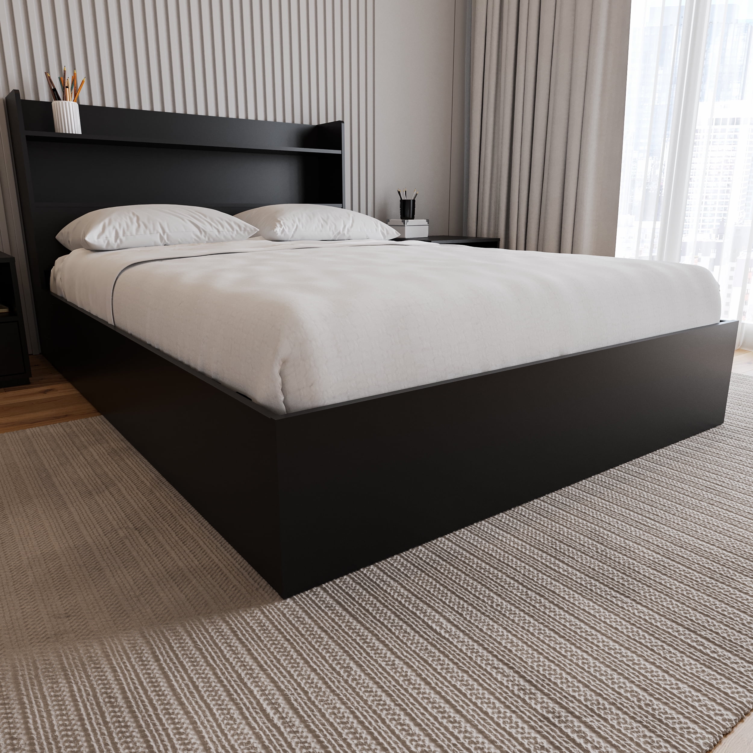 Nexera Hunter Full Size 2-Drawer Storage Bed Frame, Black