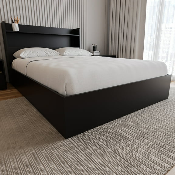 Nexera Hunter Full Size 2-Drawer Storage Bed Frame, Black
