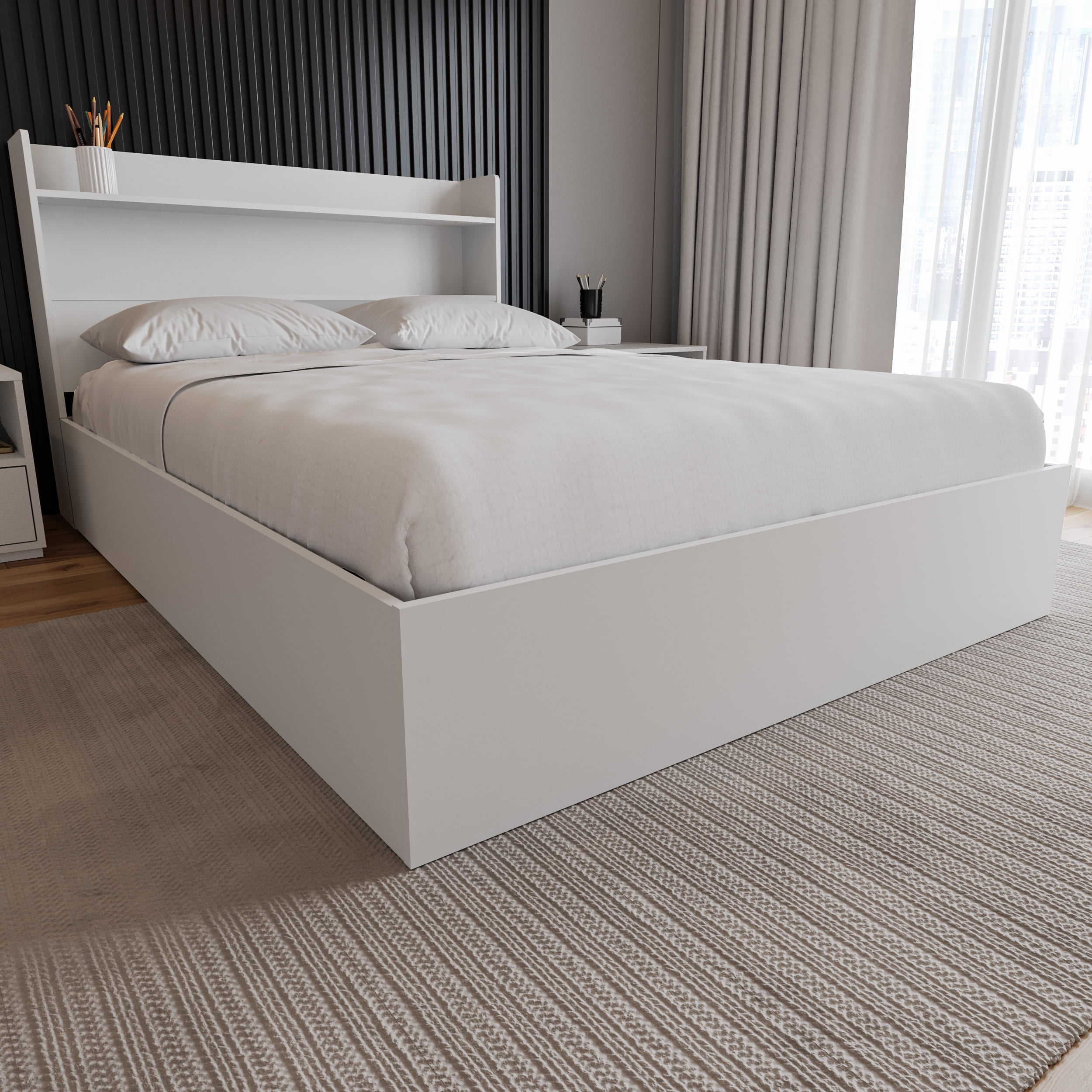 Nexera Hunter Full Size 2-Drawer Storage Bed Frame, White