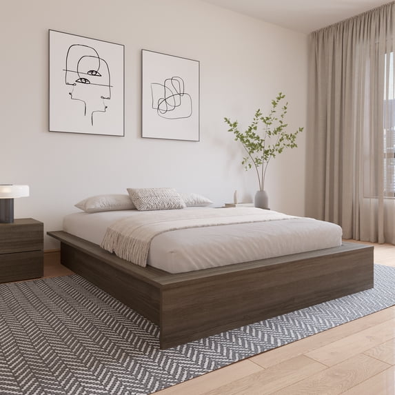 Nexera James Queen Size Platform Bed Frame, Gray