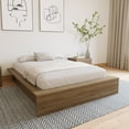 thumbnail image 1 of Nexera James Full Size Platform Wood Bed Frame, Brown Oak, 1 of 8