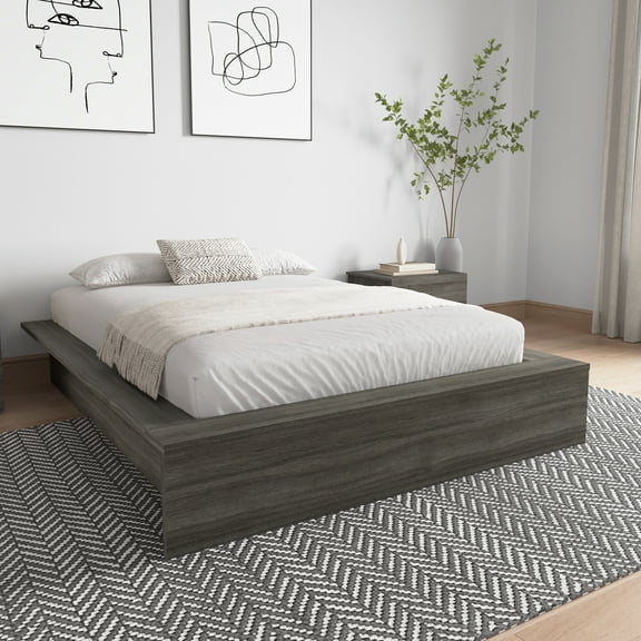 Nexera James Full Size Platform Bed Frame, Gray