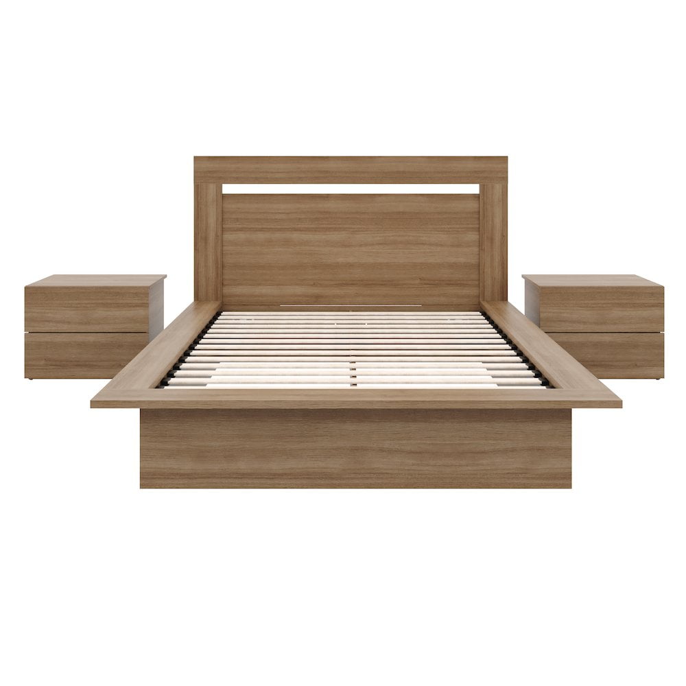 Malibu Brown Oak 4-Piece Modern Bedroom Set