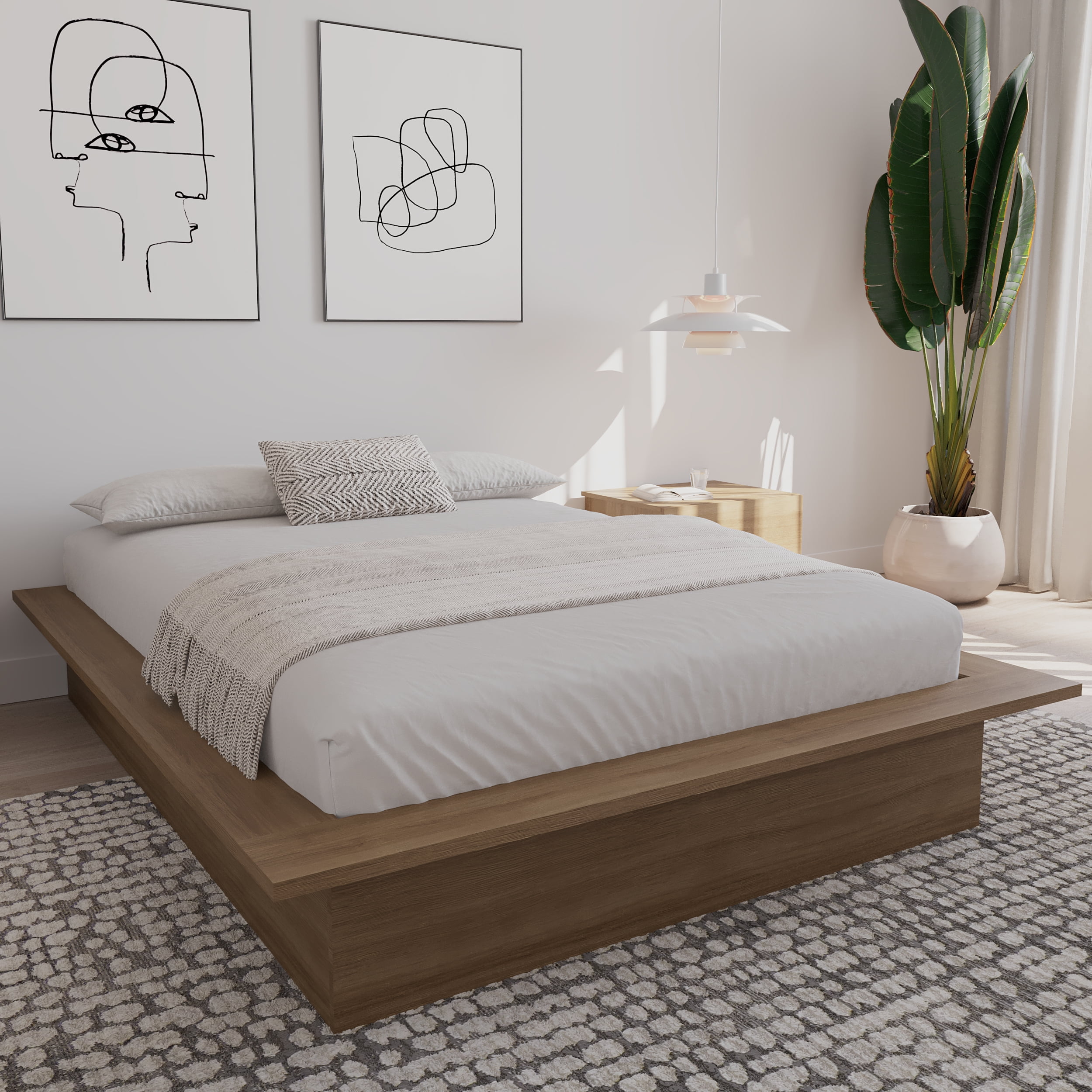 Nexera Malibu Full Size Platform Bed, Brown Oak