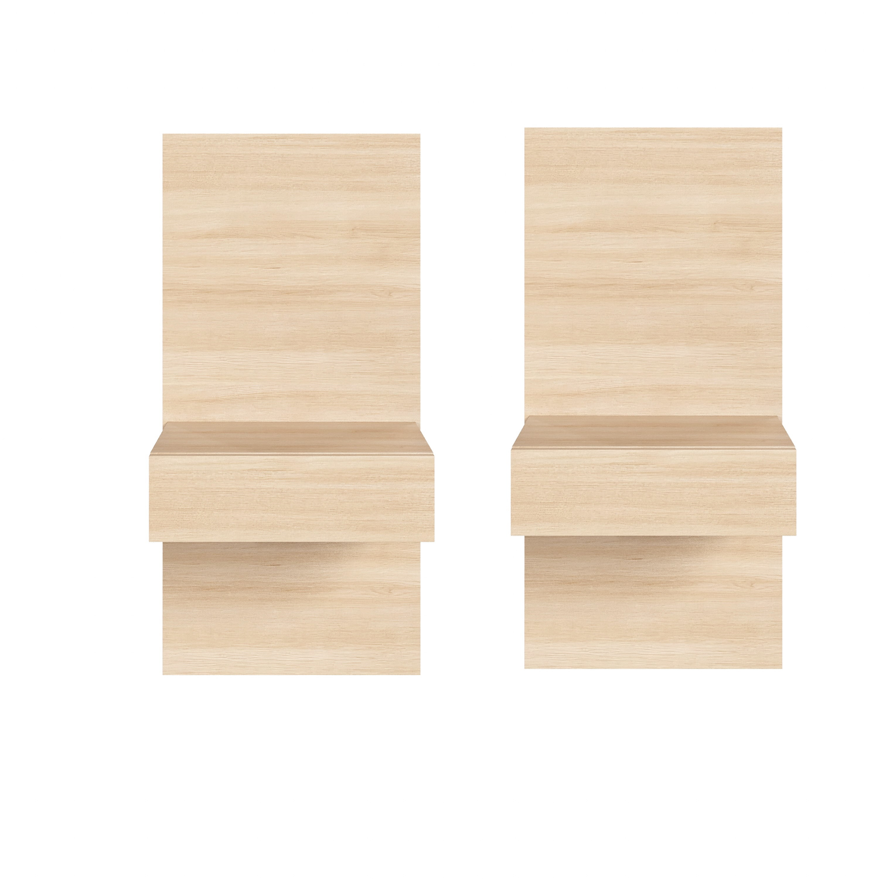 Natural Blonde Oak Floating Nightstand with Drawer