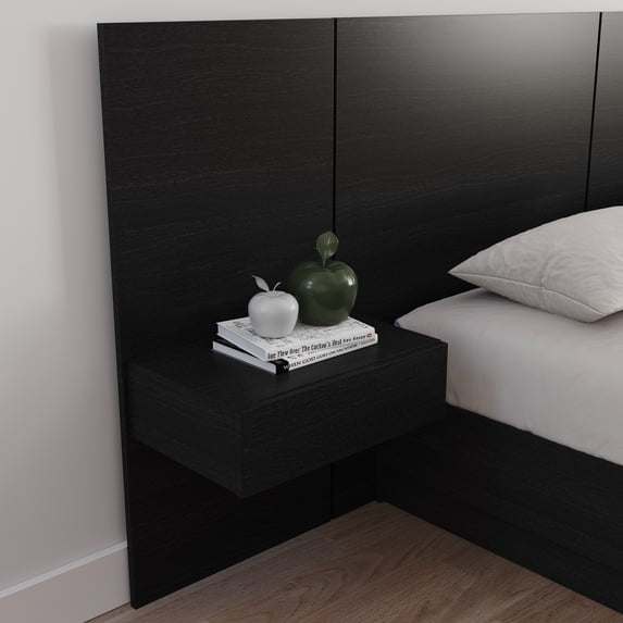 Nexera Milano Floating Nightstand Extension Panels (Set of 2), Black Oak