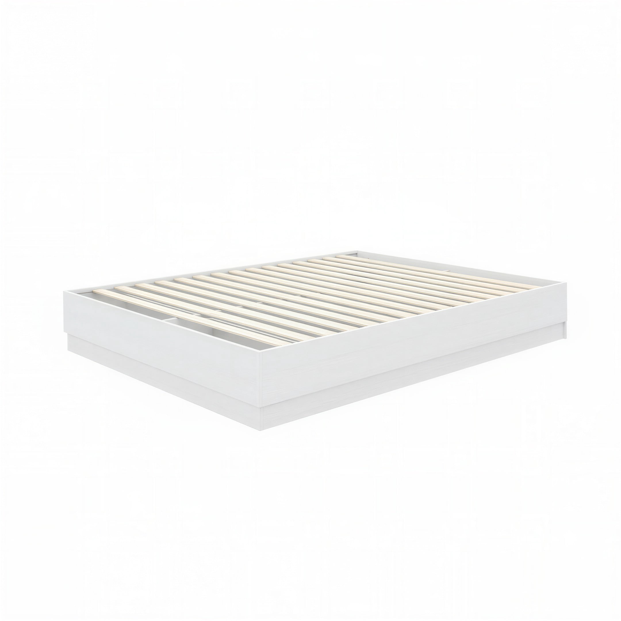 Nexera Milano Queen Size Platform Bed Frame, White Woodgrain