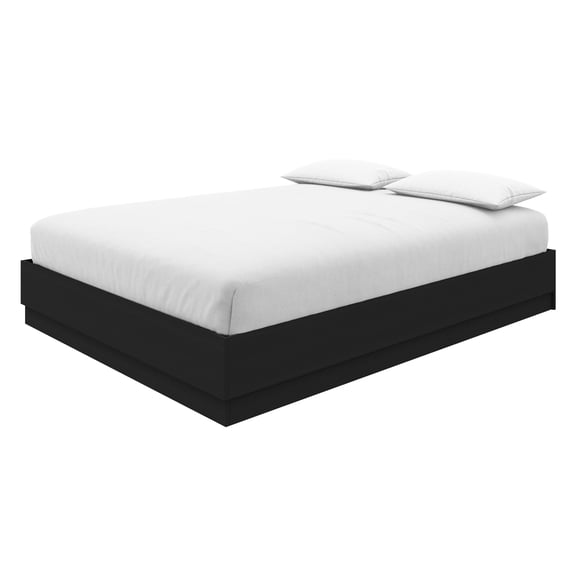 Nexera Milano Queen Size Platform Bed Frame, Black Oak