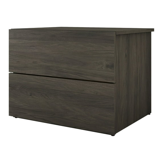 Nexera Modern 2 Drawer Nightstand, Bark Grey