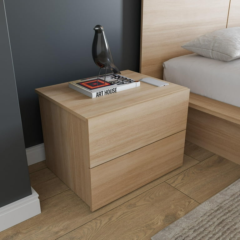 Nexera Modern 2 Drawer Nightstand, Natural Blonde Oak - Walmart.com