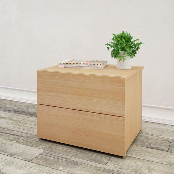 Nexera Modern 2 Drawer Nightstand, Natural Maple