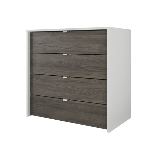 Nexera Modern 4 Drawer Chest in White and Bark Grey