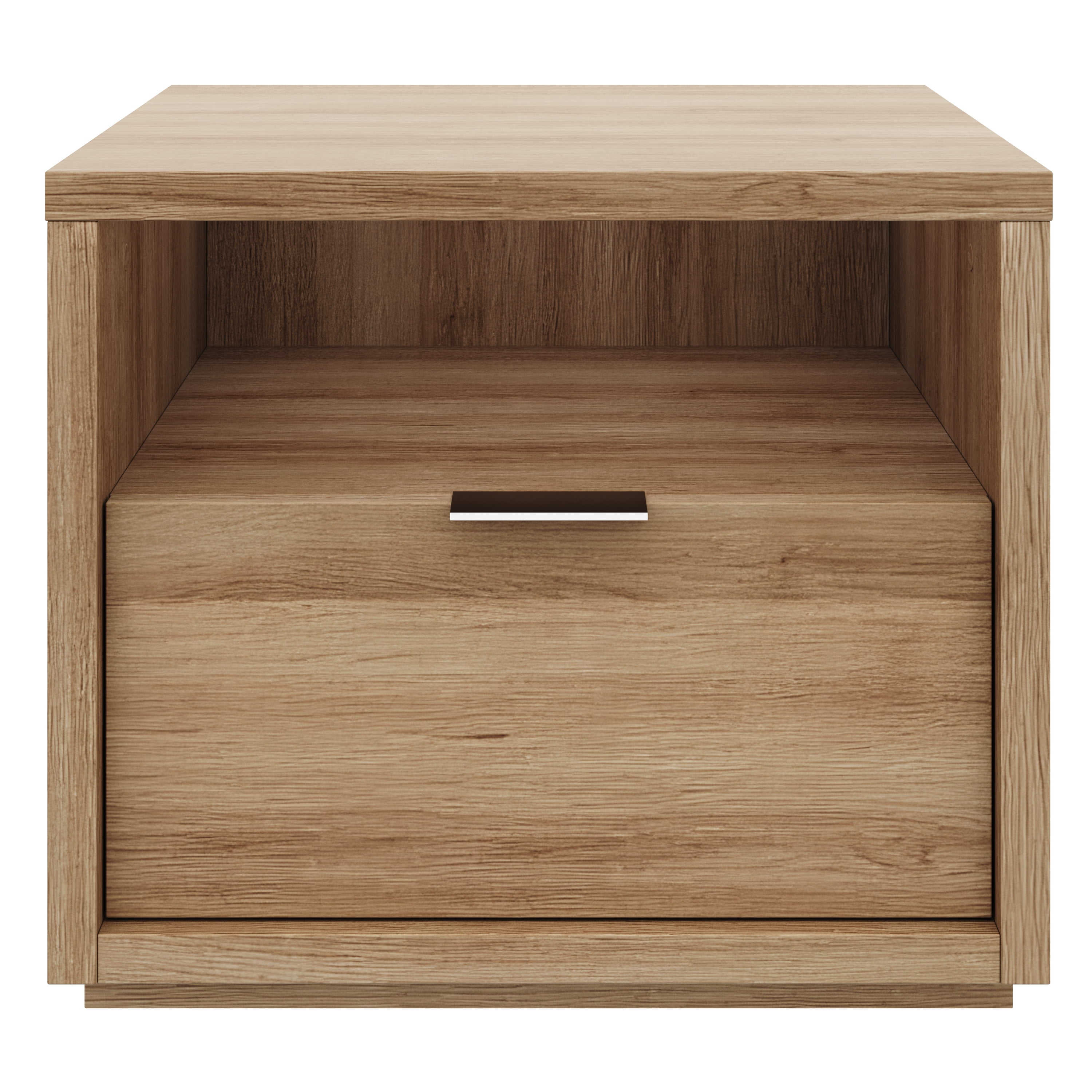Nexera Modern 1 Drawer Nightstand, Brown Oak