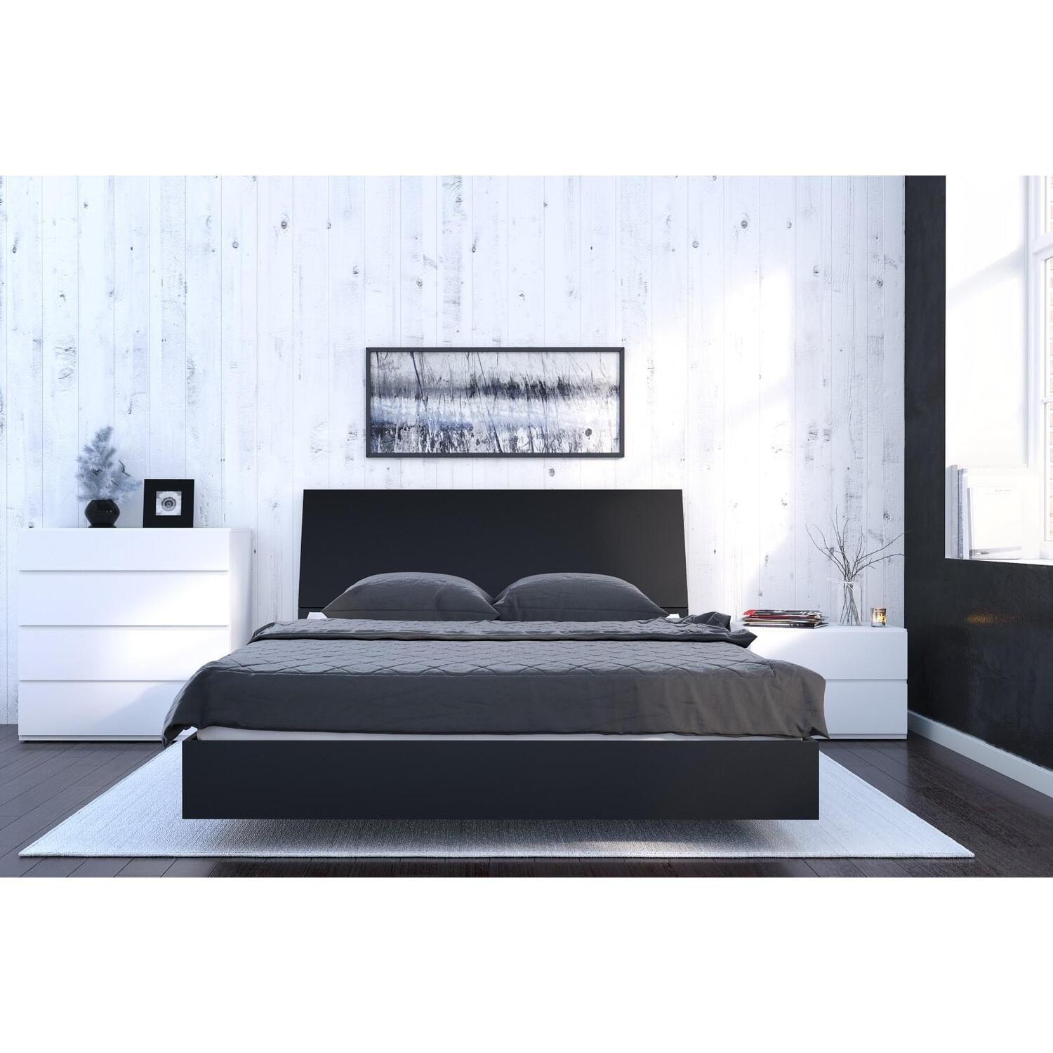 Nexera Orca 4 Piece Queen Size Bedroom Set, Black & White - Walmart.com