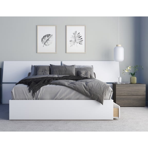 Nexera Origin 4 Piece Bedroom Set, Bark Grey & White