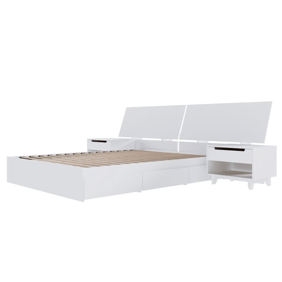 Nexera Oslo 4-Piece Reversible Storage Bedroom Set,2 Nightstands, Queen