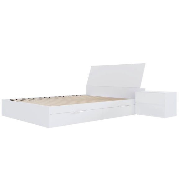 Nexera Porter 3-Piece Dual Storage Bedroom Set,1 Nightstand, Queen