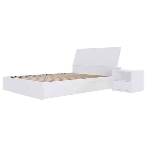 Nexera Porter 3-Piece Reversible Storage Bedroom Set,1 Nightstand, Queen