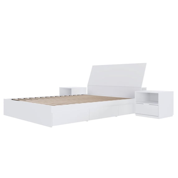 Nexera Porter 4-Piece Reversible Storage Bedroom Set,2 Nightstands, Full