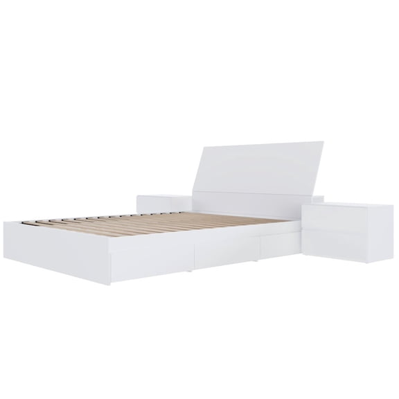 Nexera Porter 4-Piece Reversible Storage Bedroom Set,2 Nightstands, Queen