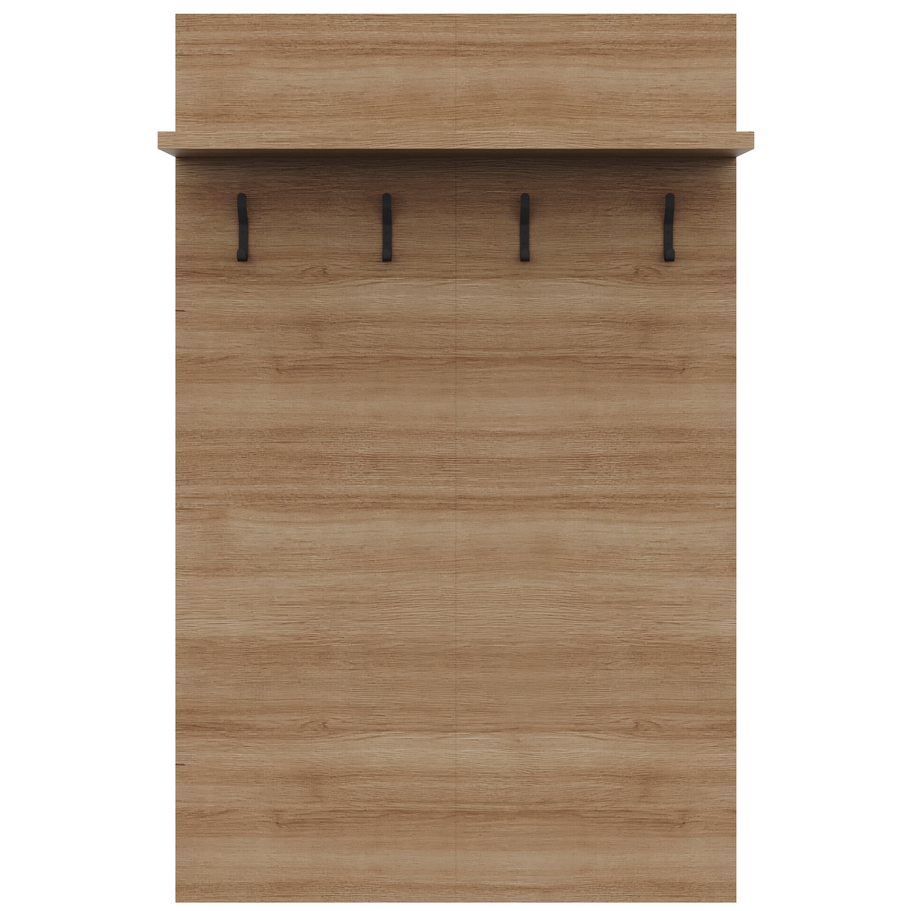 Nexera Porto Entryway Wall-Mounted Coat Rack with Shelf, Brown Oak