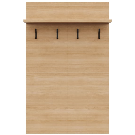 Nexera Porto Entryway Wall-Mounted Coat Rack with Shelf, Natural Blonde Oak