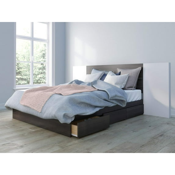 Nexera 3 Piece Queen Bedroom Set, Ebony and White