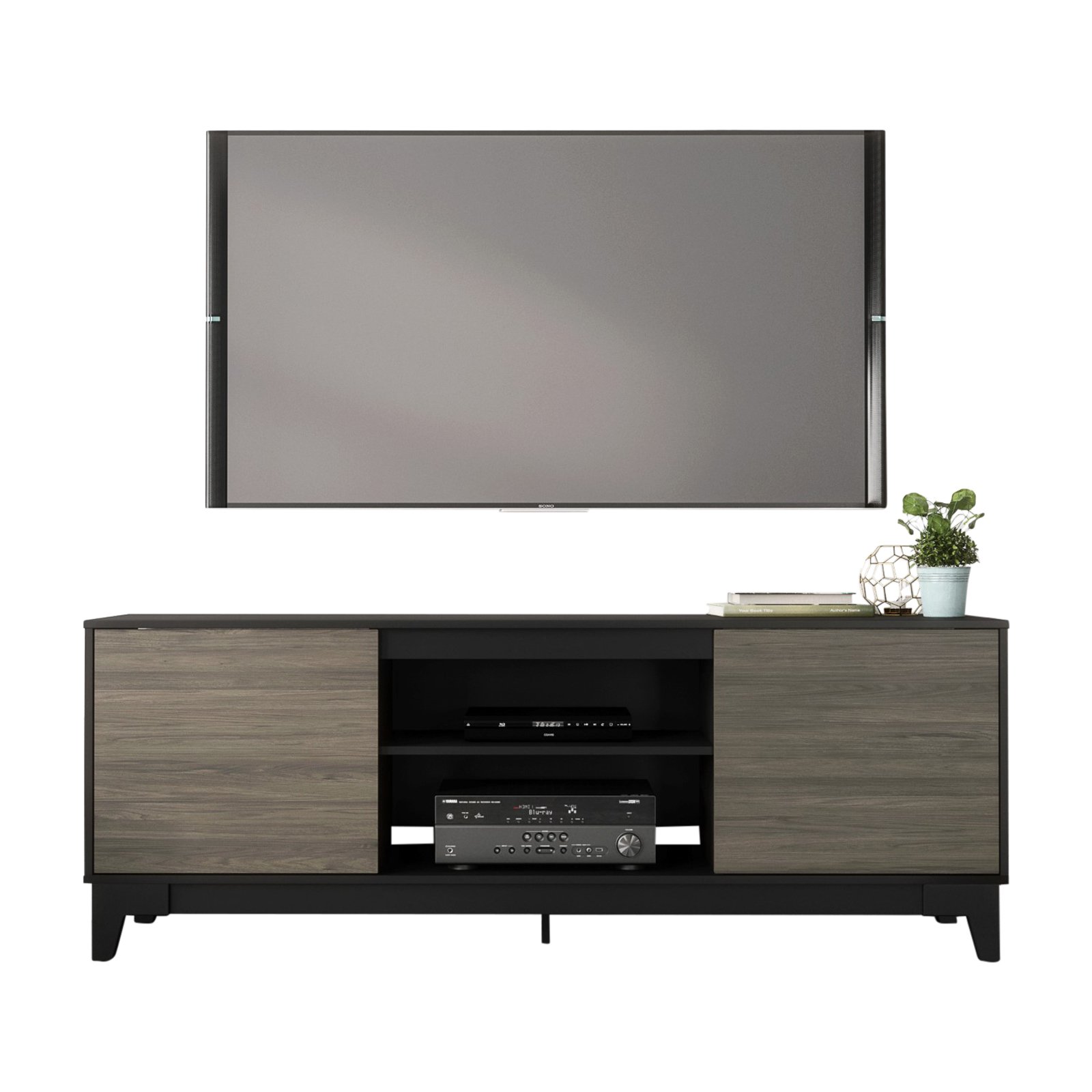 Nexera Rhapsody 72-inch TV Stand, Bark Grey &amp; Black - Walmart.com