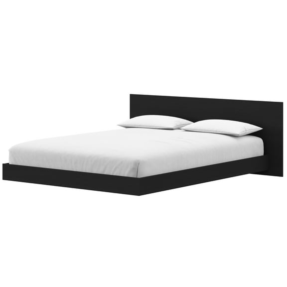 Nexera Satori Low Platform Queen Size Bed with Headboard, Black
