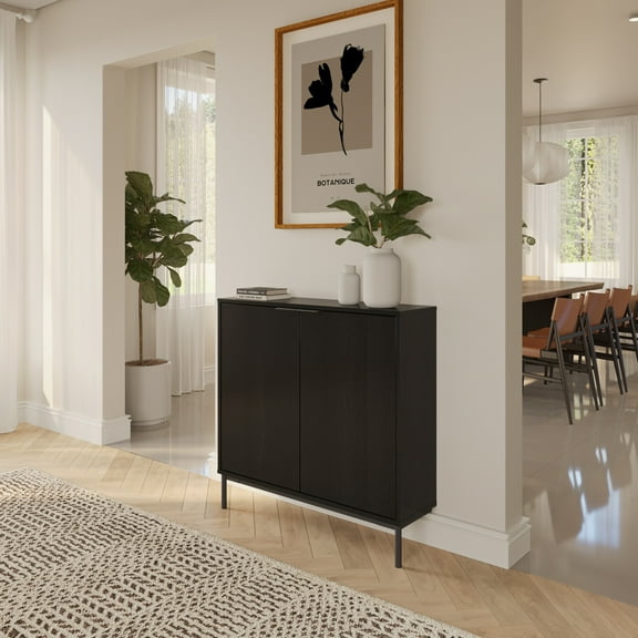 Nexera Slim 2-Door Storage Console, Black