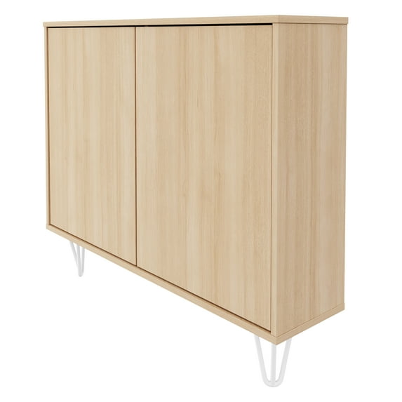 Nexera Slim Modern Wood Accent Cabinet with 2 Doors, Golden Maple