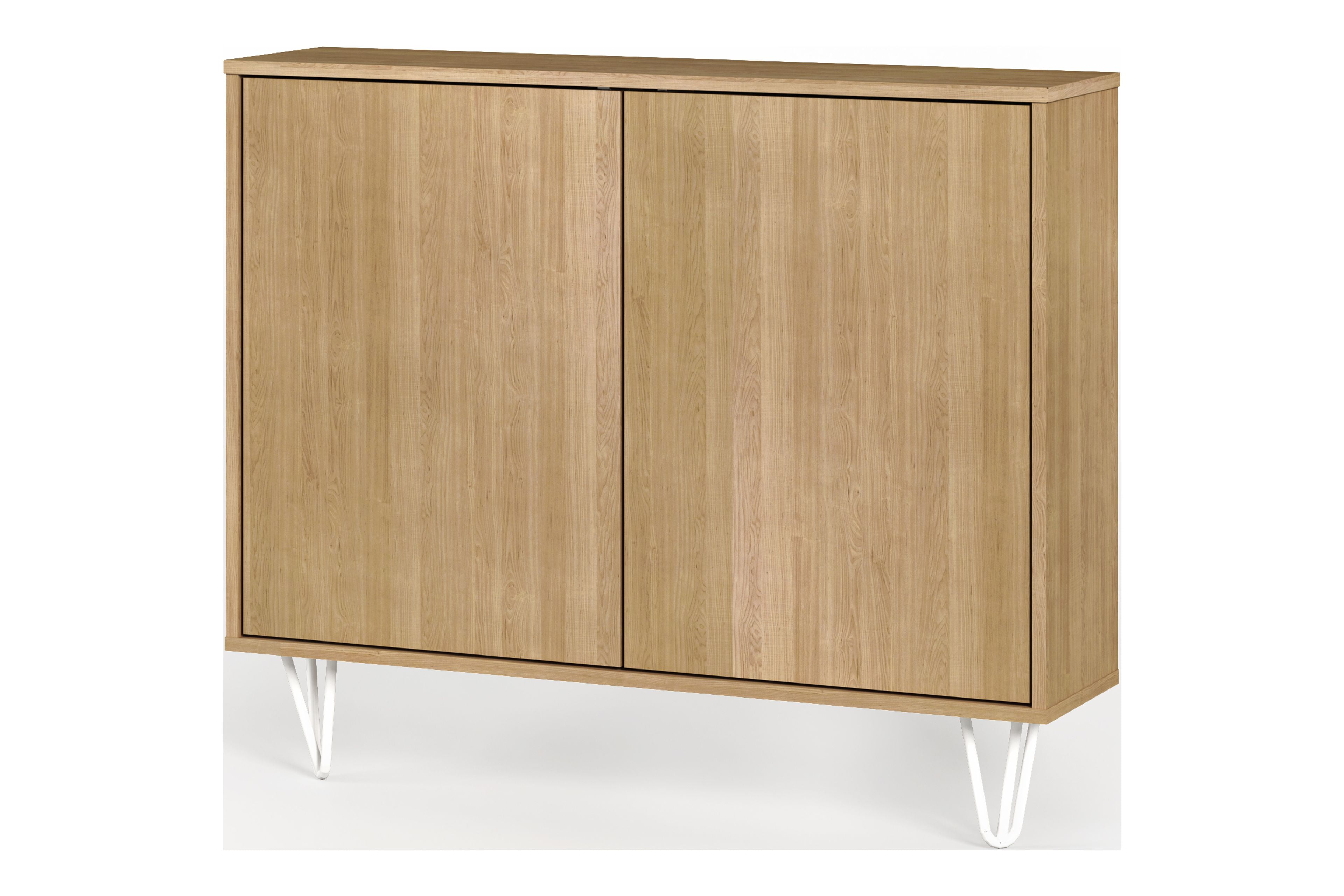 Golden Maple Slim 2-Door Storage Cabinet with Adjustable Shelving