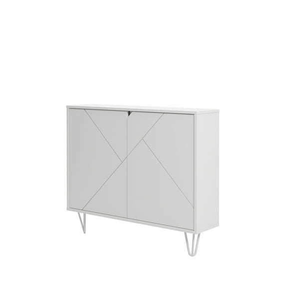 Nexera Slim Modern Wood Accent Cabinet with 2 Doors, White