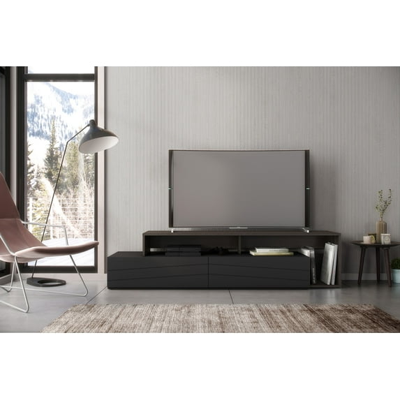 Nexera Tonik TV Stand for TVs up to 80 in, Black & Ebony
