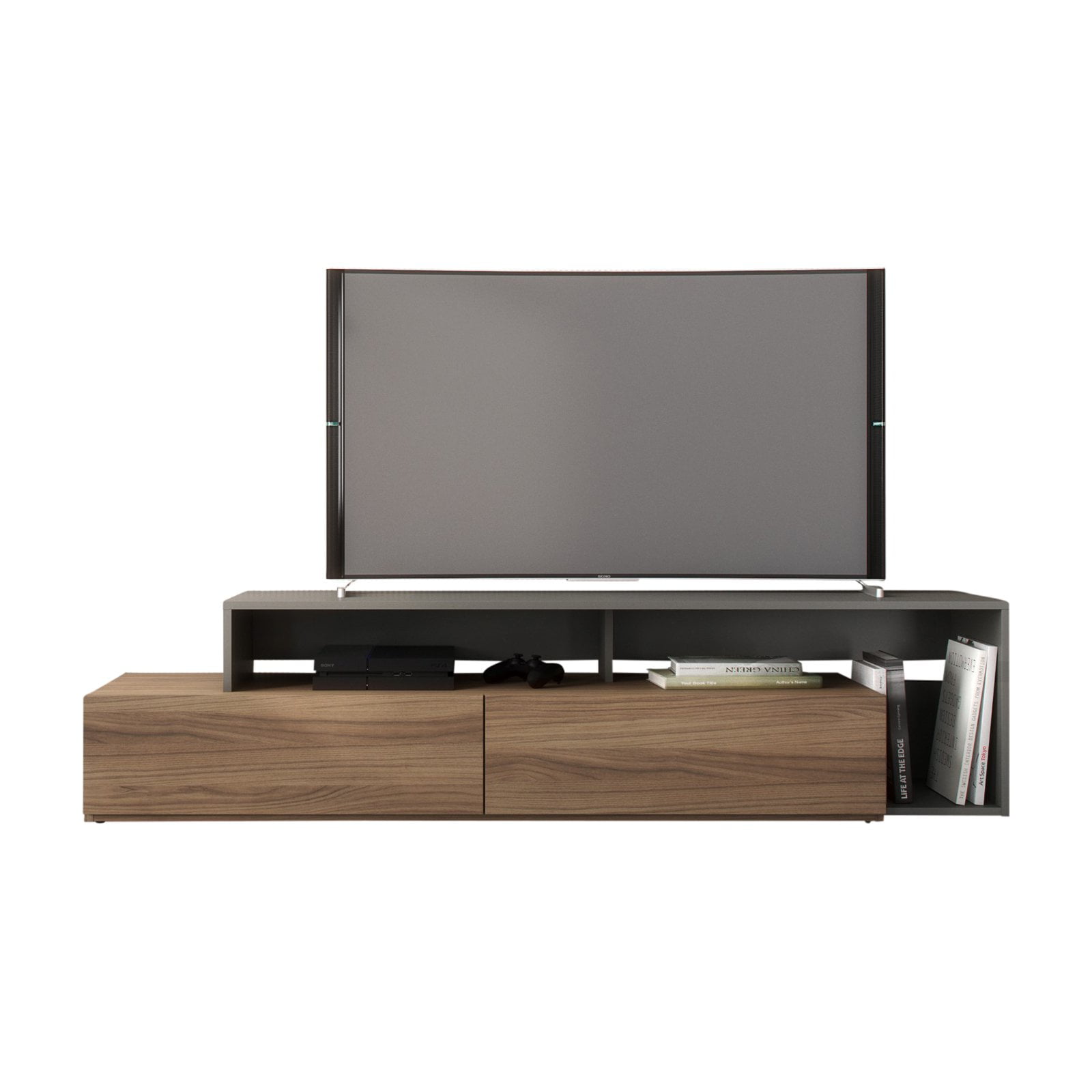 Nexera Tonik TV Stand for TVs up to 80 in Nutmeg and Greige